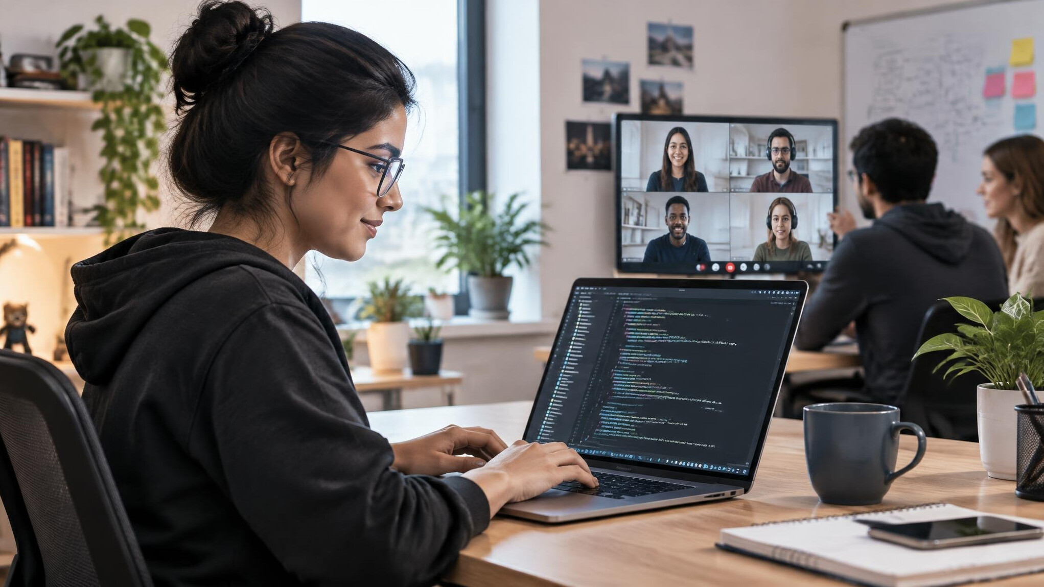 woman working on computer