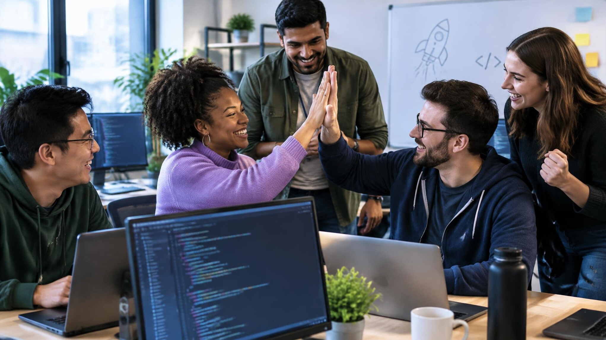 group of programmers discussing
