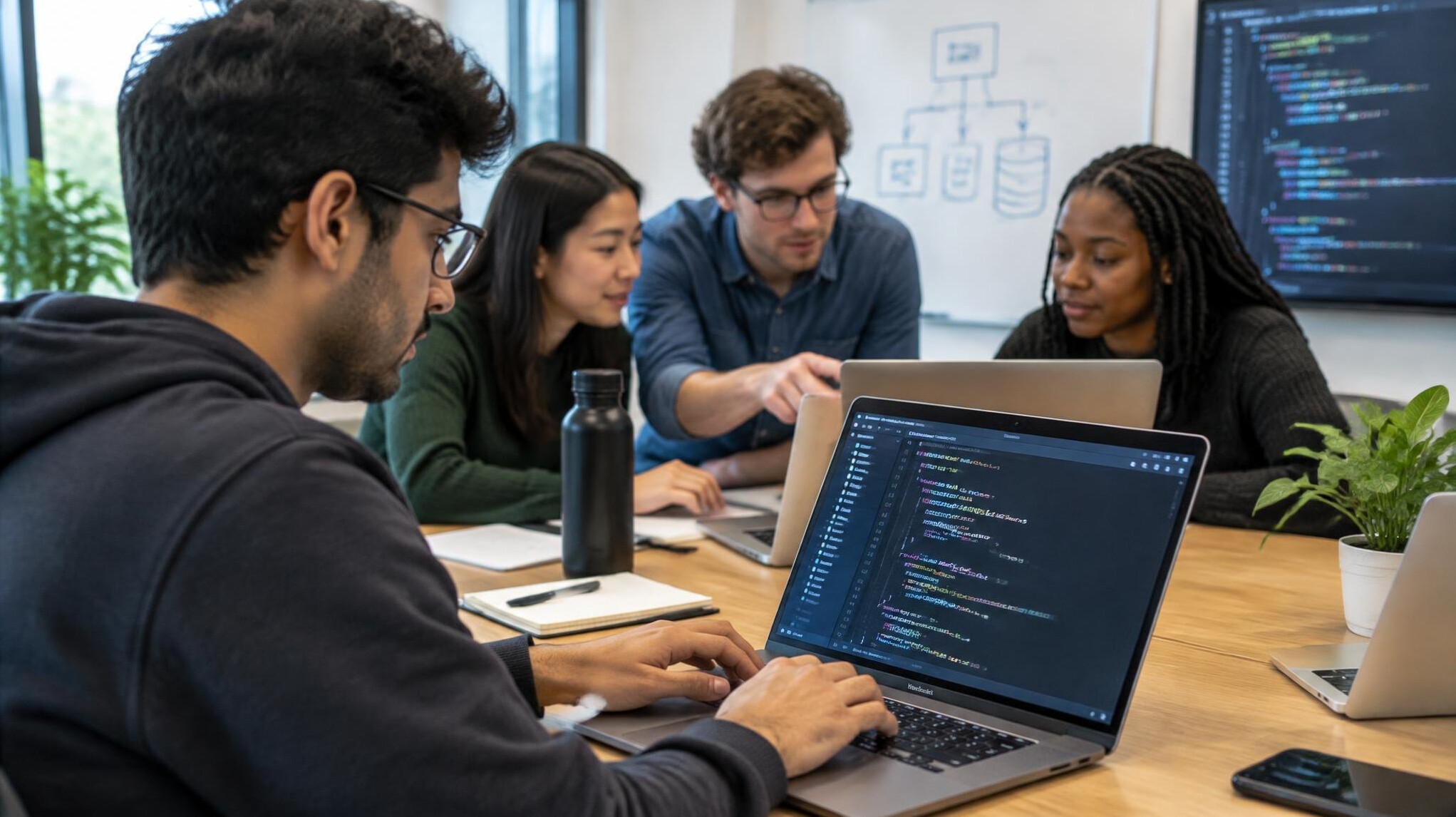 group of people in coding workshop