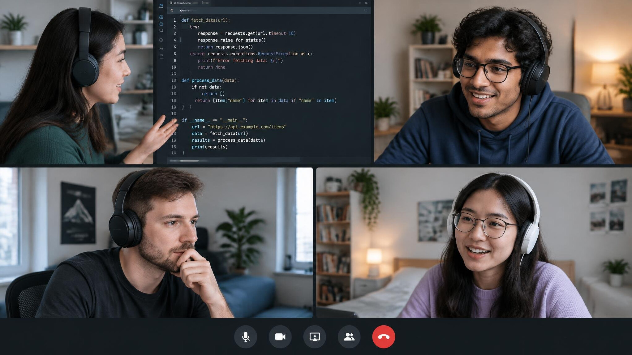 group of people discussing code online
